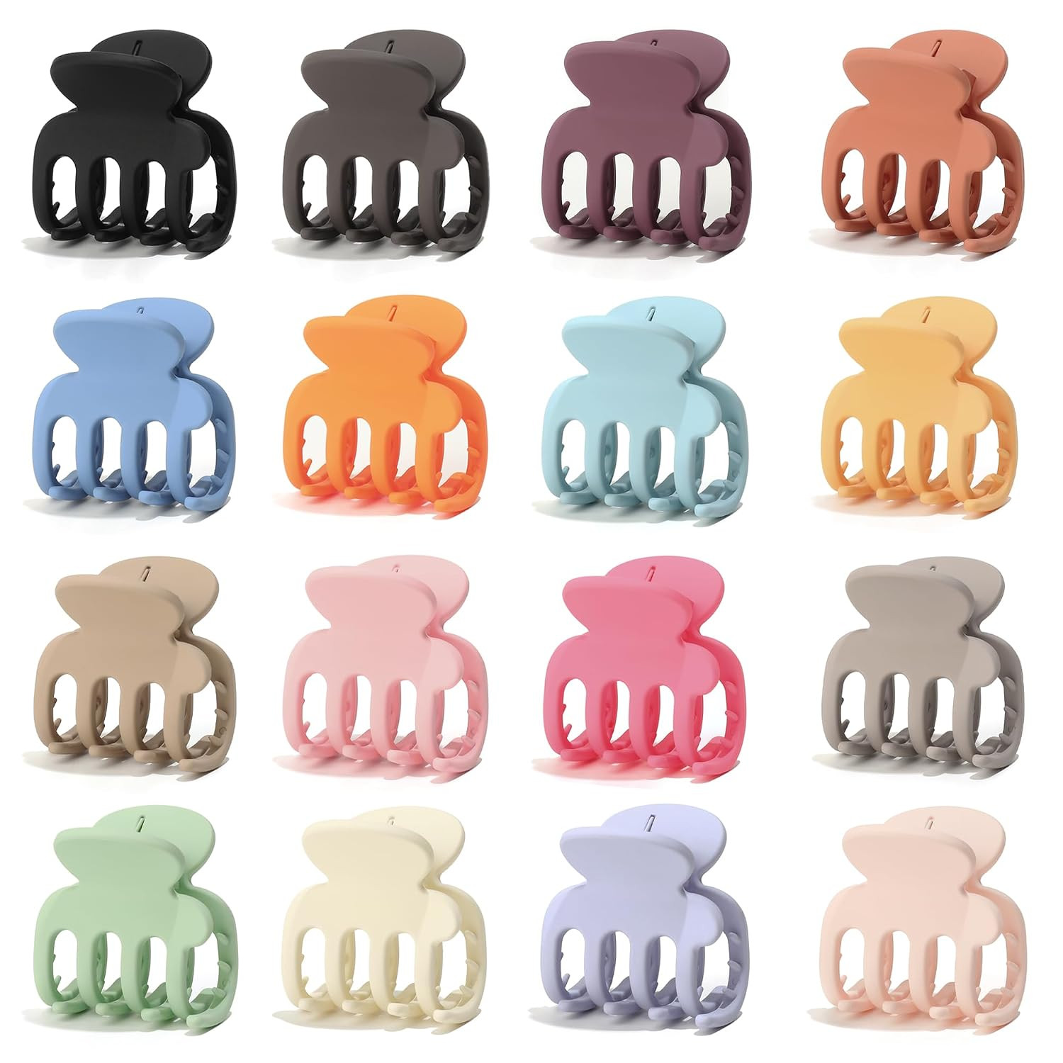 16 Pcs Small Hair Clips for Women, 1.8 Inch Matte Octopus Mini Hair Claw MIX