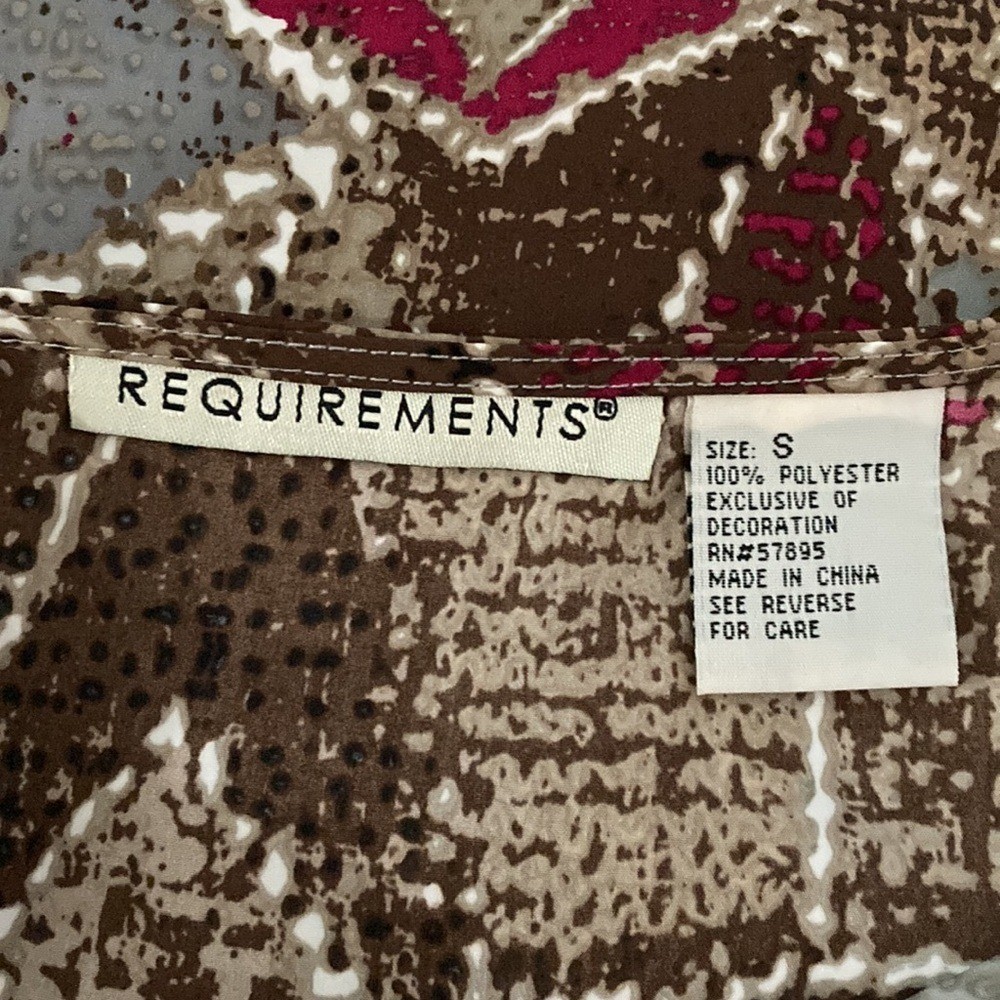 Vintage Requirements Drape Neck Blouse Geometric Print Small