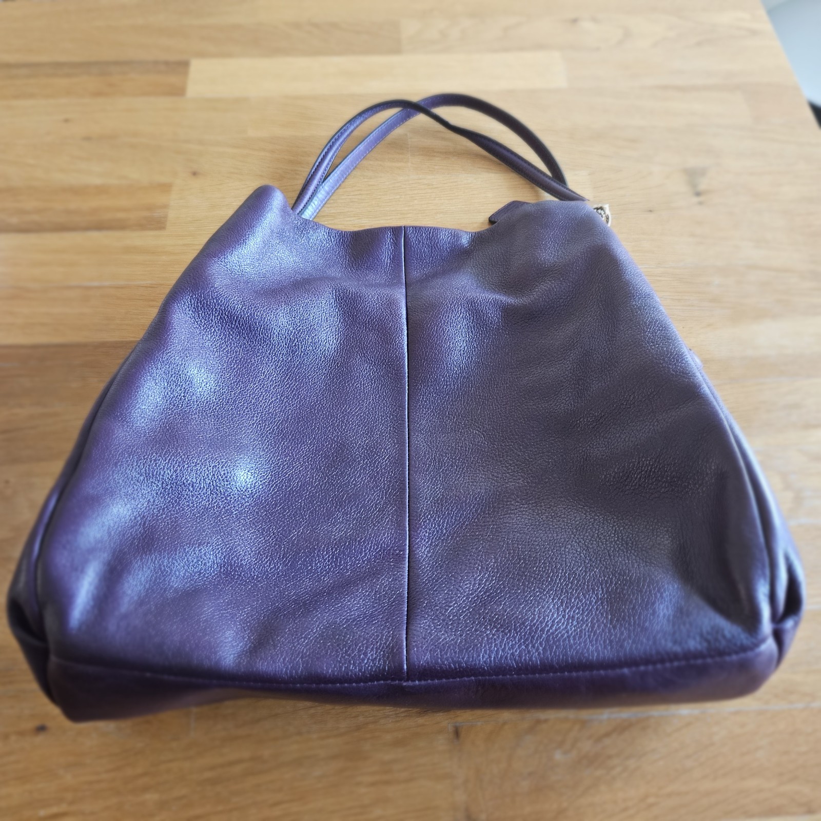 COACH Madison Phoebe Tumbled Pebbled Plum Purple Leather Lined Shoulder Bag