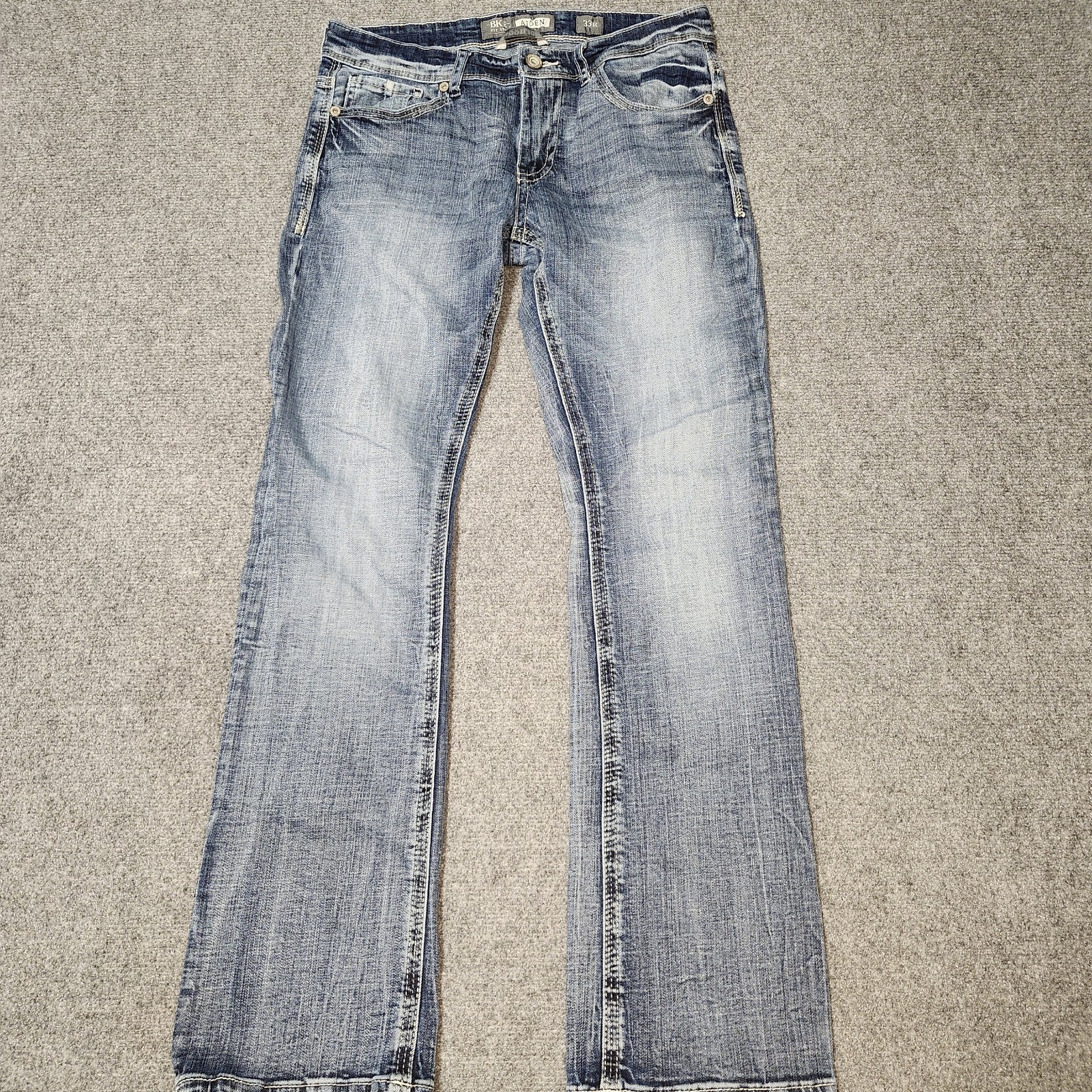 BKE Aiden Jeans Mens 33×31 Blue Bootleg Stretch Denim Rodeo Cowboy