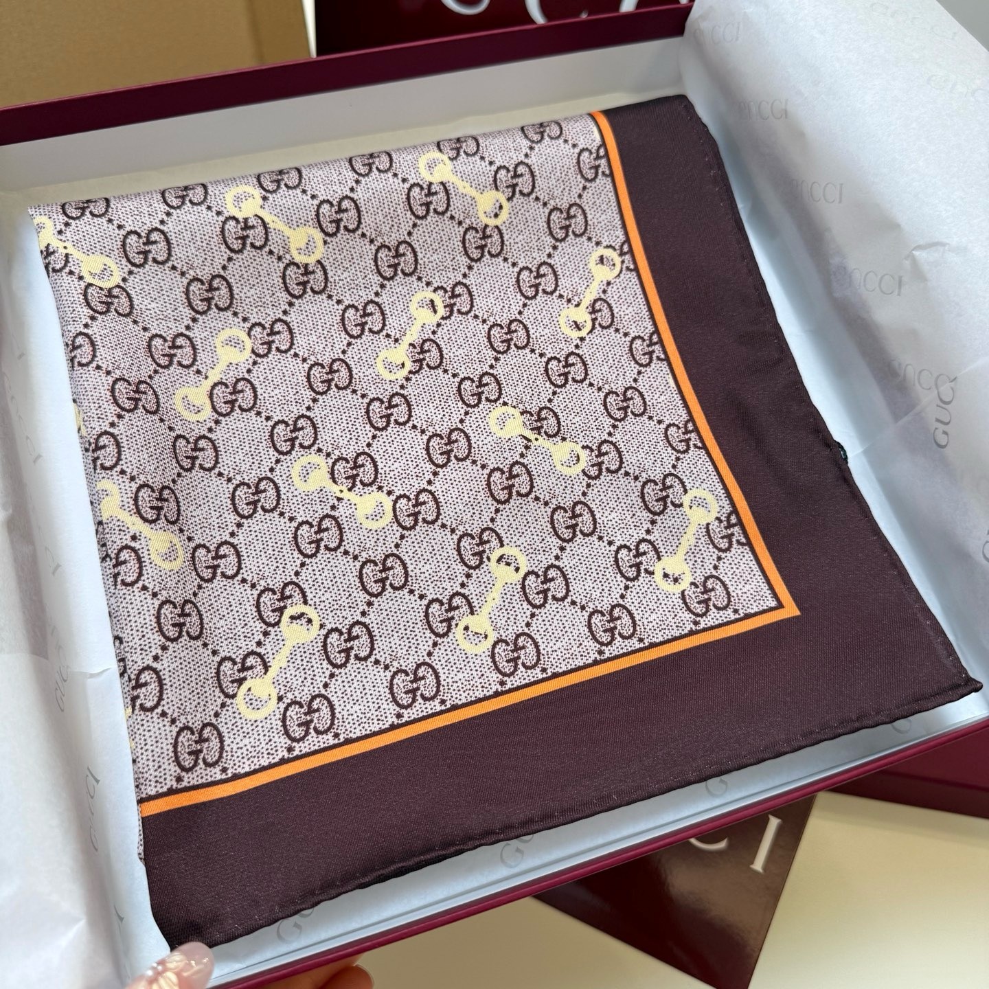 Gucci GG Horsebit Patterns silk Scarf Shawl