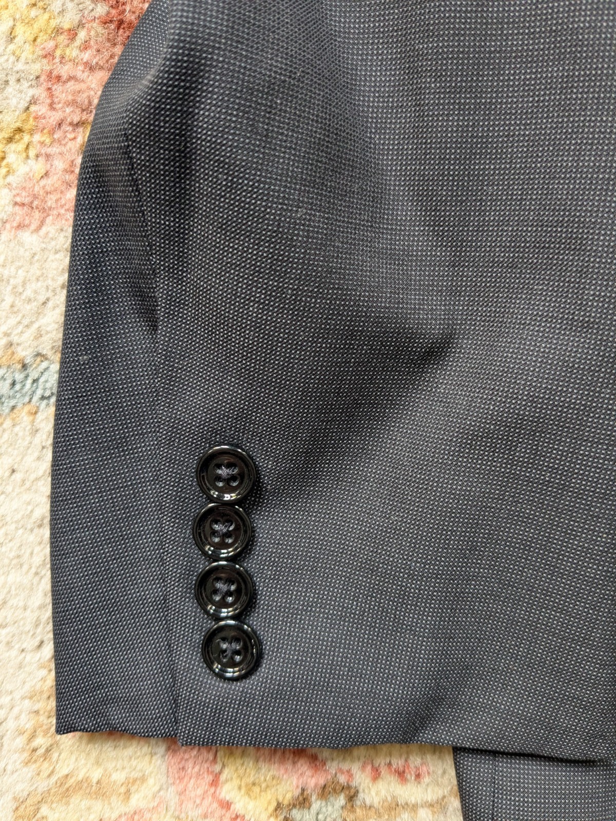 Ralph Lauren Black Label Italy Gray Nailhead Suit 40R 31×31 Full Canvas Wool