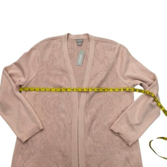 Chico’s NEW Long Boho Tonal Jacquard Cardigan Size 3/XL Peach