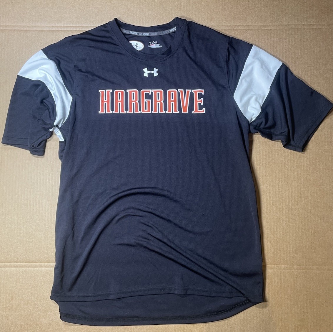 Under Armour Mens Warm Up Jersey XL Blue Hargrave Military Academy Mesh Shirt