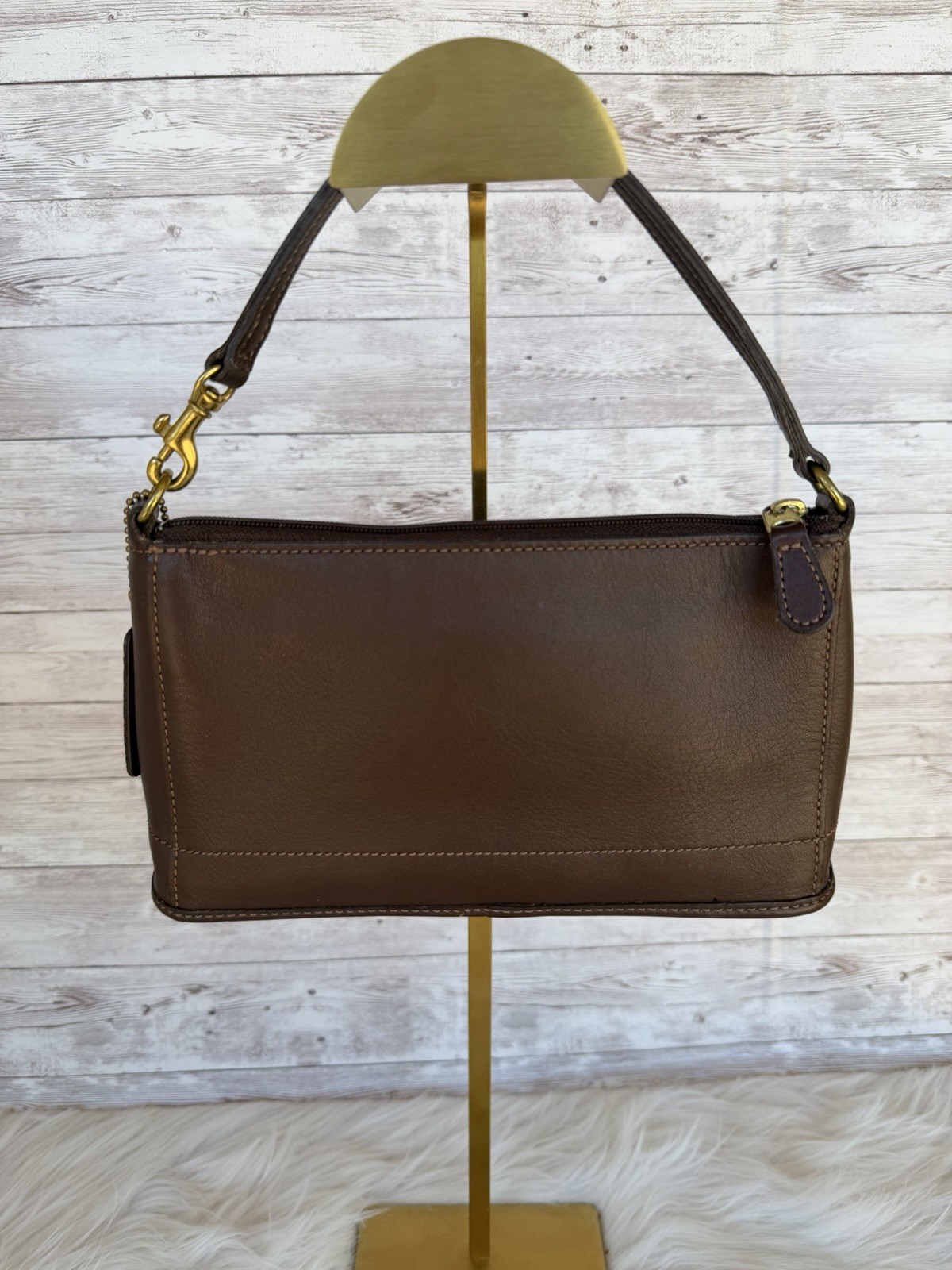 Vintage Coach Bleecker Demi Zip 9311 Brown Leather Shoulder Bag USA Y2K