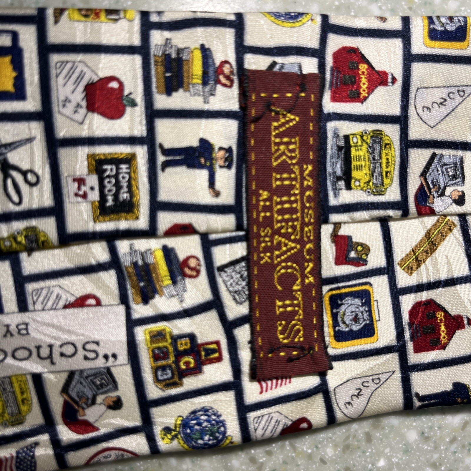 SCHOOL DAYS Design Silk 60″ Men’s Novelty Neck Tie made in USA Museum Artifacts