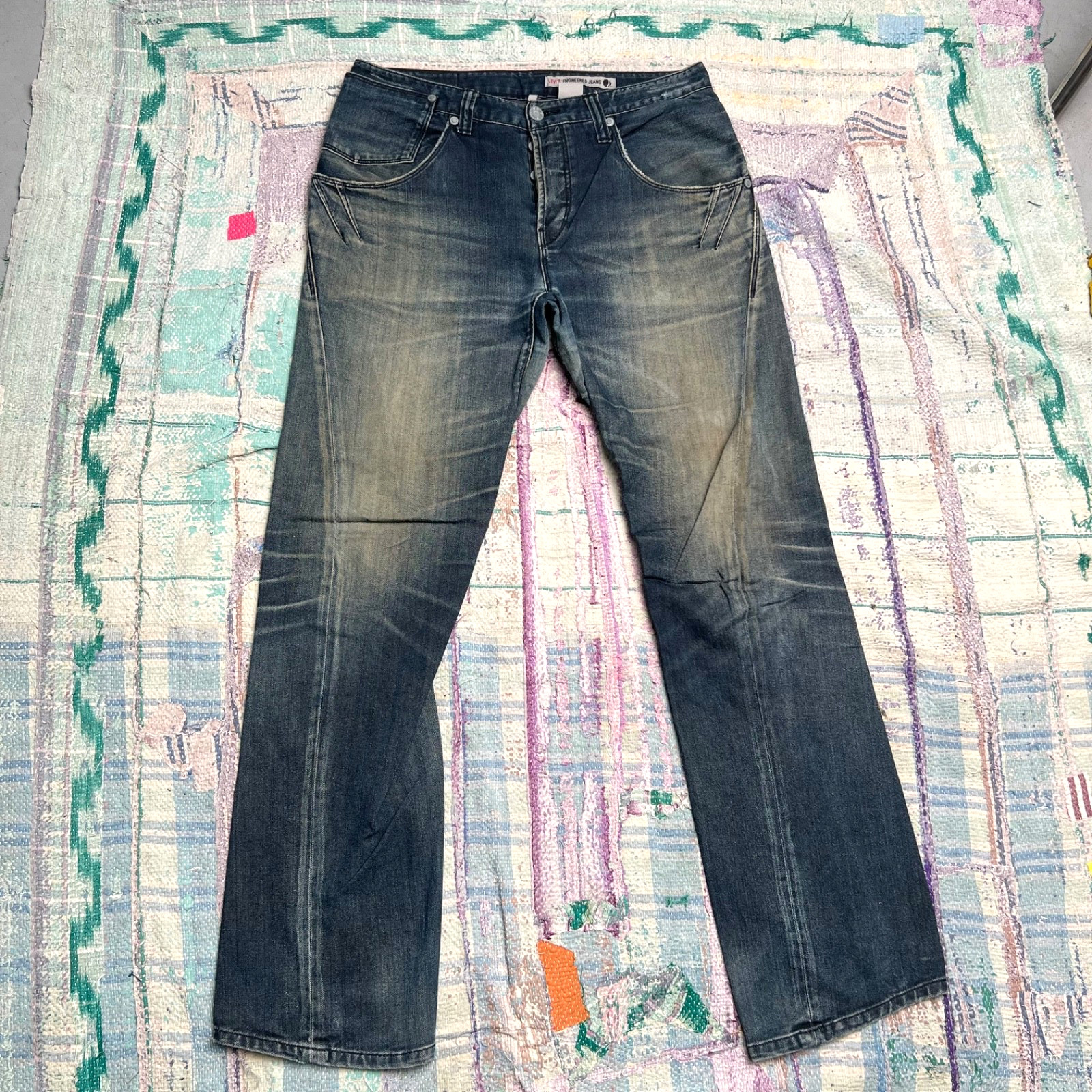 1999 Levi’s Engineered Jeans Straight Leg Twisted Seam Distressed Vintage 34×33