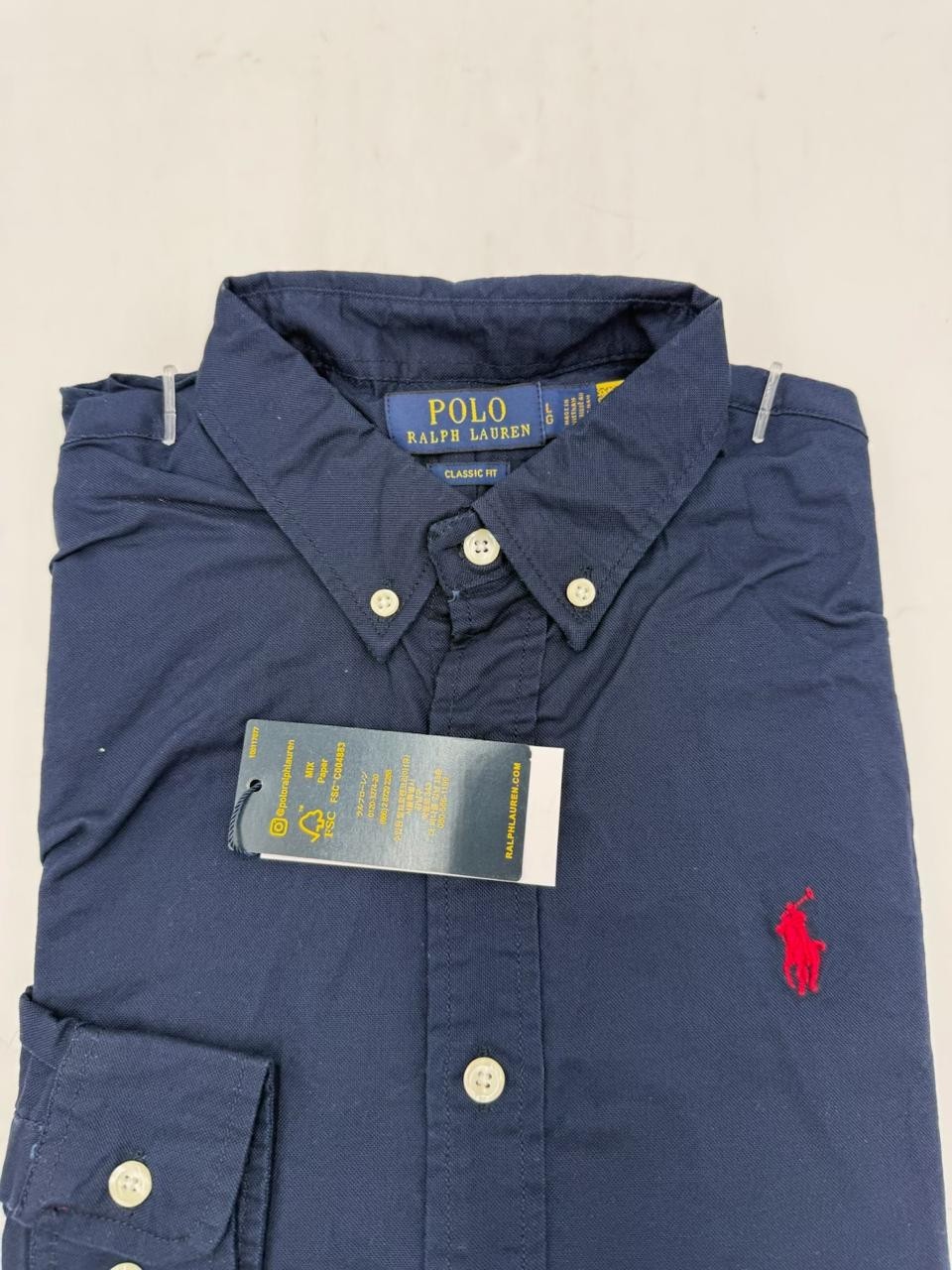 Polo Ralph Lauren Navy Oxford Shirt Red logo Classic Fit All Sizes Brand New