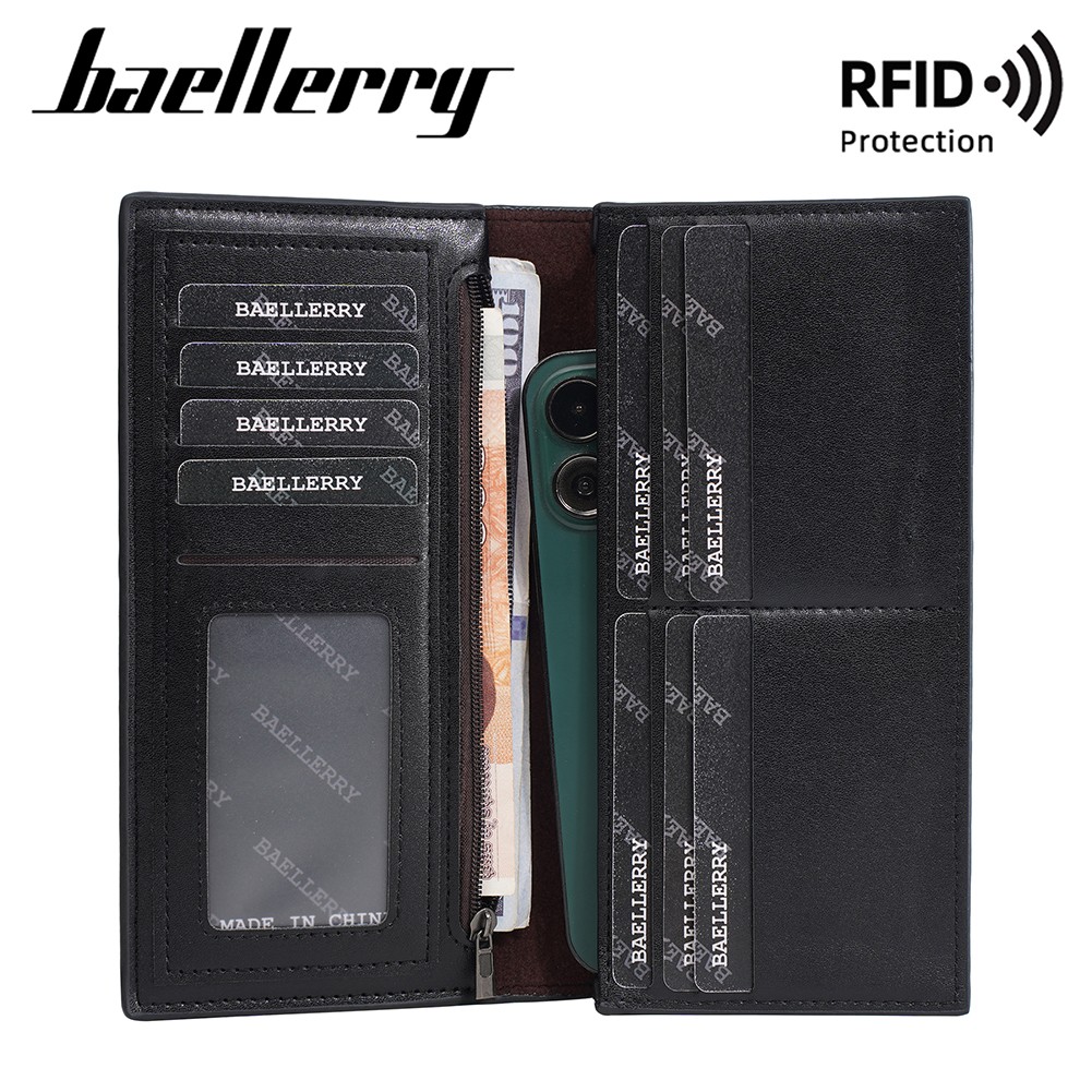 Men’s Leather Long Wallet Bifold ID Card Holder Purse Checkbook Clutch Billfold