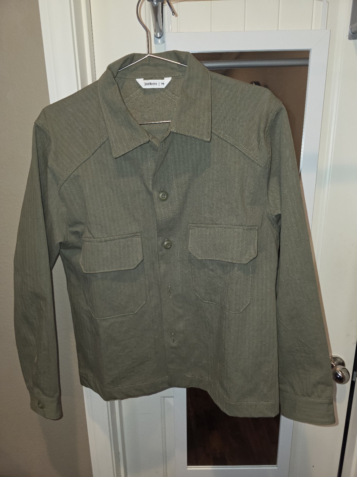 Brand New 3sixteen Officer Shirt Washed Olive HBT Medium