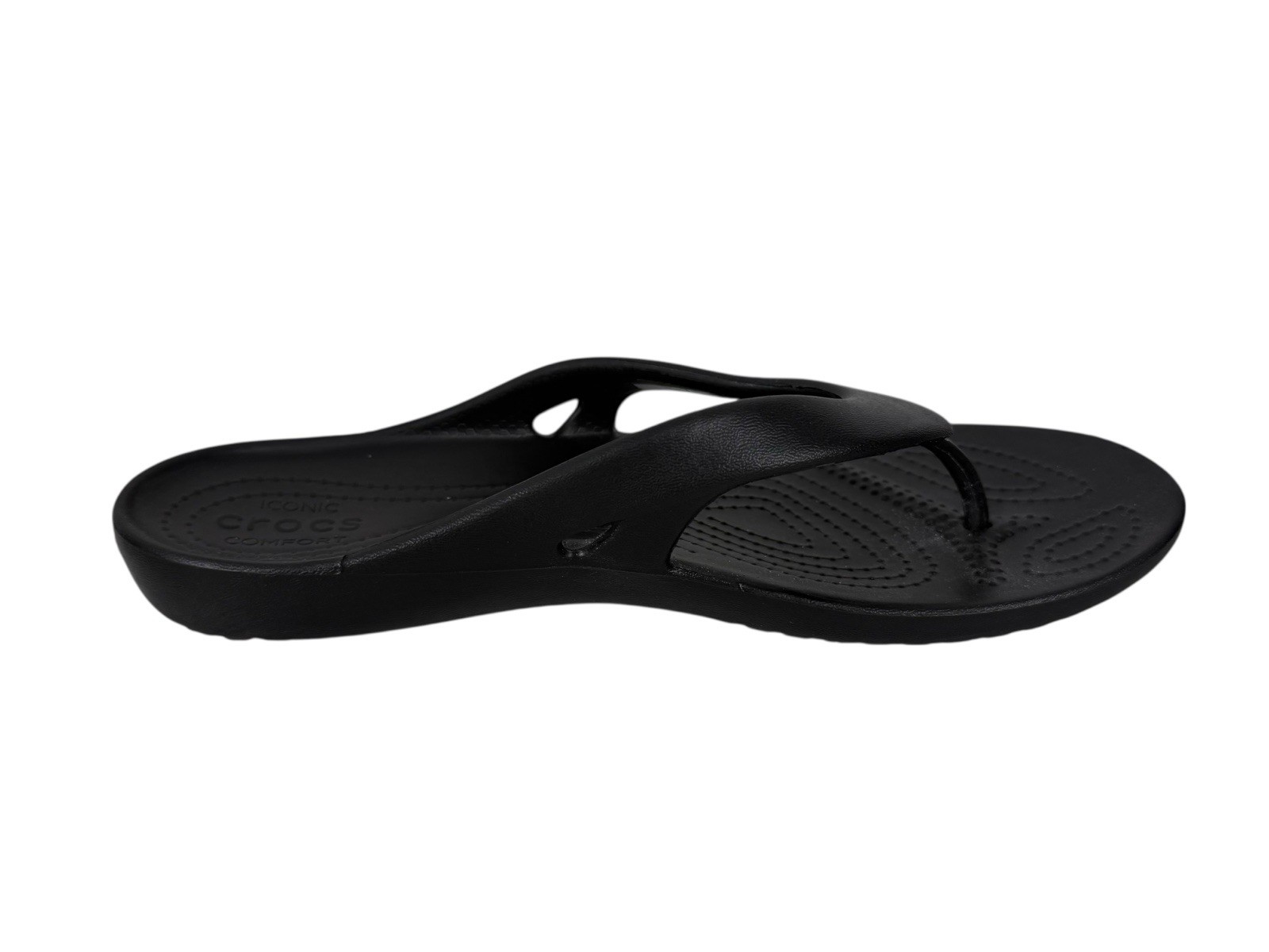 Crocs Kadee II Iconic Comfort Womens Size 9 Black Flip Flops Sandals Thongs EUC