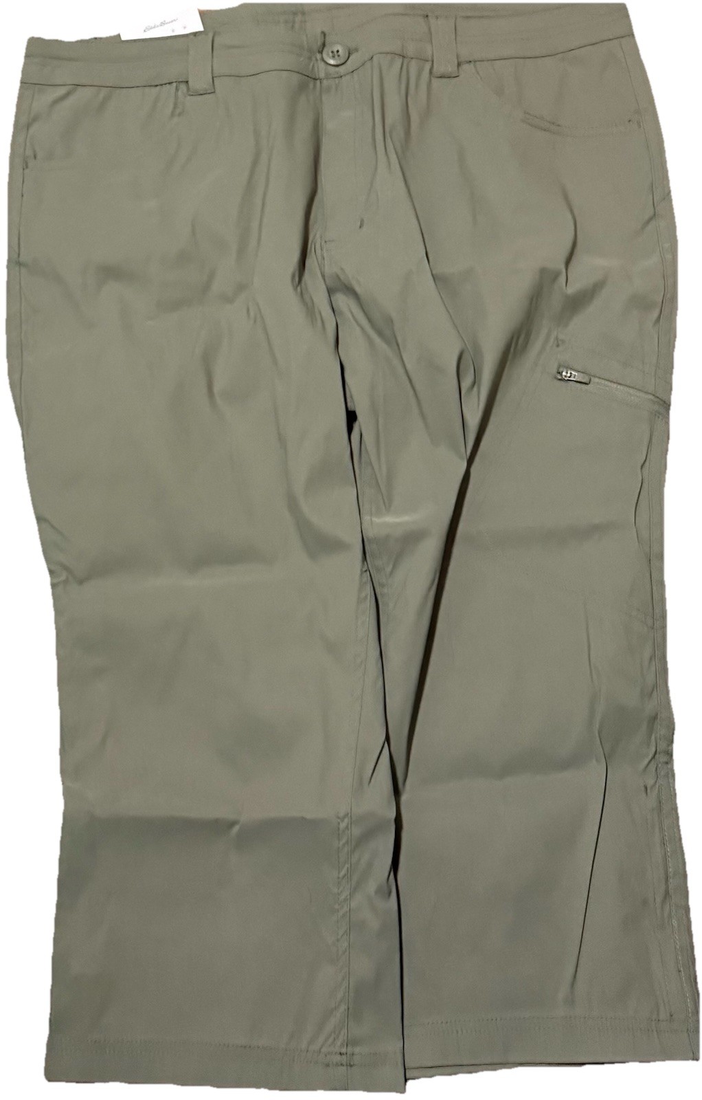 NWT WOMENS/LADIES EDDIE BAUER RAINIER CAPRI PANTS-OLIVE GREEN-SIZE 16