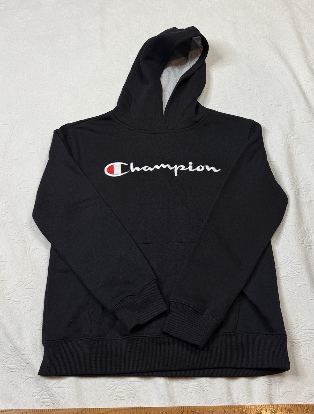 Men’s Champion – Fleece Pullover Black Hoodie Hooded Sweatshirt – Medium – NWT