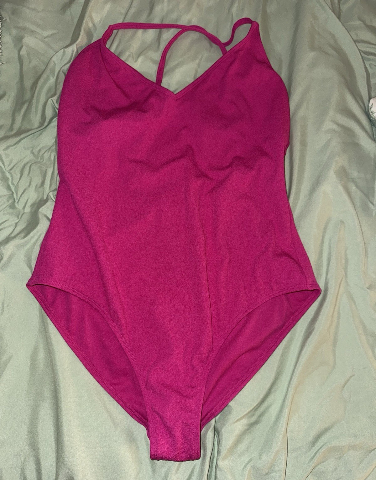 Shade & Shore Women’s Pink Solid One-Piece Swimsuit Strap Accent XL (16)