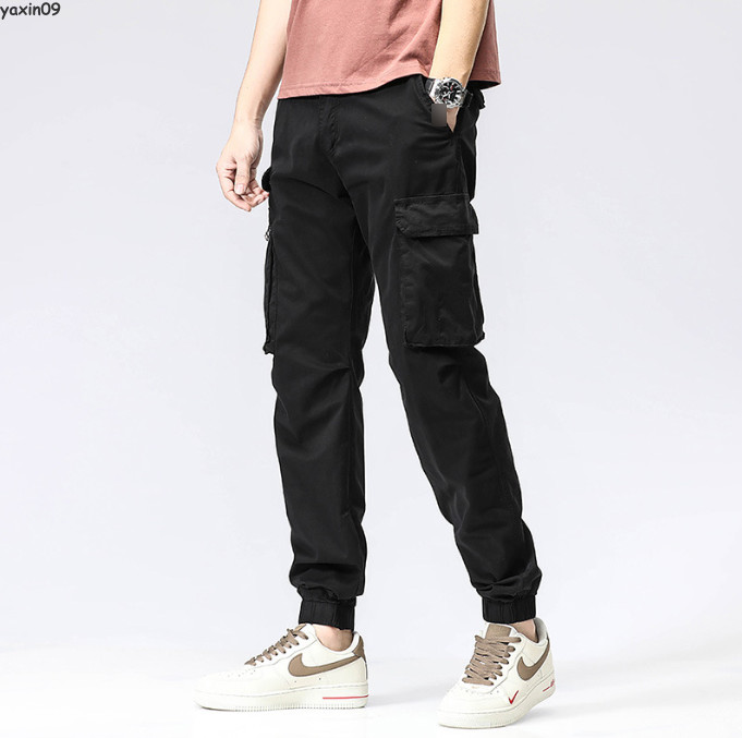 Mens Cargo Jogger Pants Slim Fit Pockets Cotton Pants Long tapered Trousers Gift