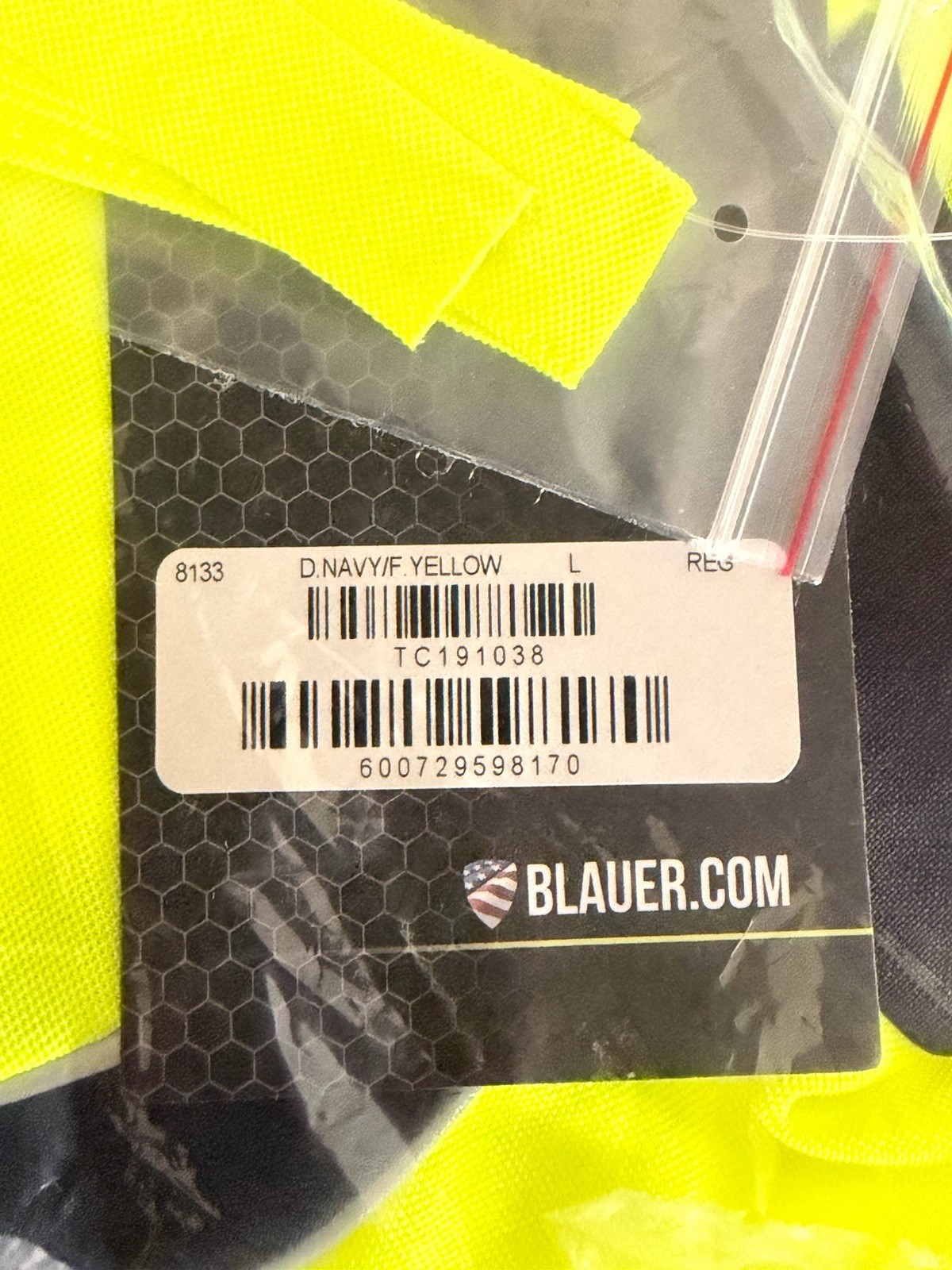 Blauer High-Visibility Mesh Polo Work Shirt Yellow/Navy Reflective Trim L 8133