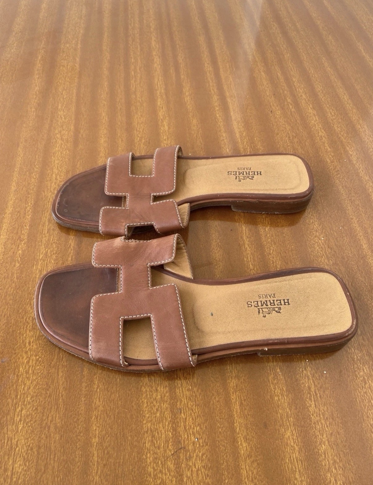 Hermes Oran Leather Sandals 34