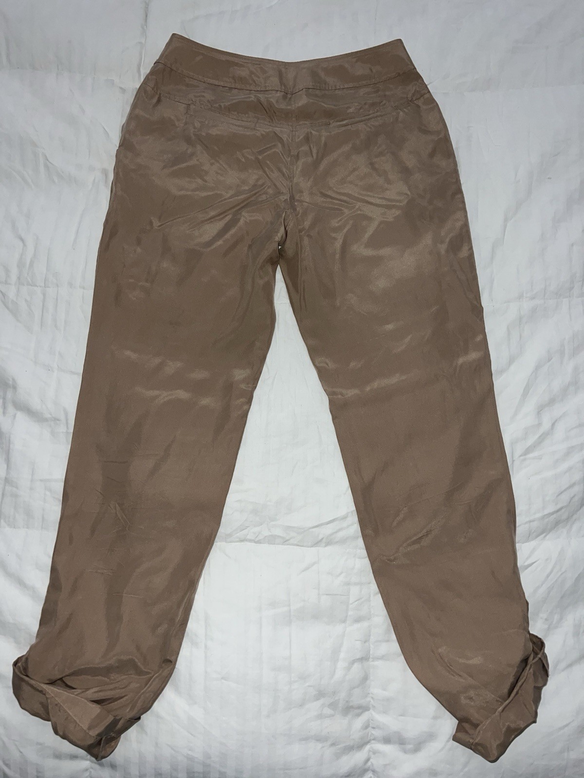 100% Silk, Vintage Trouvé Brown Women’s Solid Cargo Pants