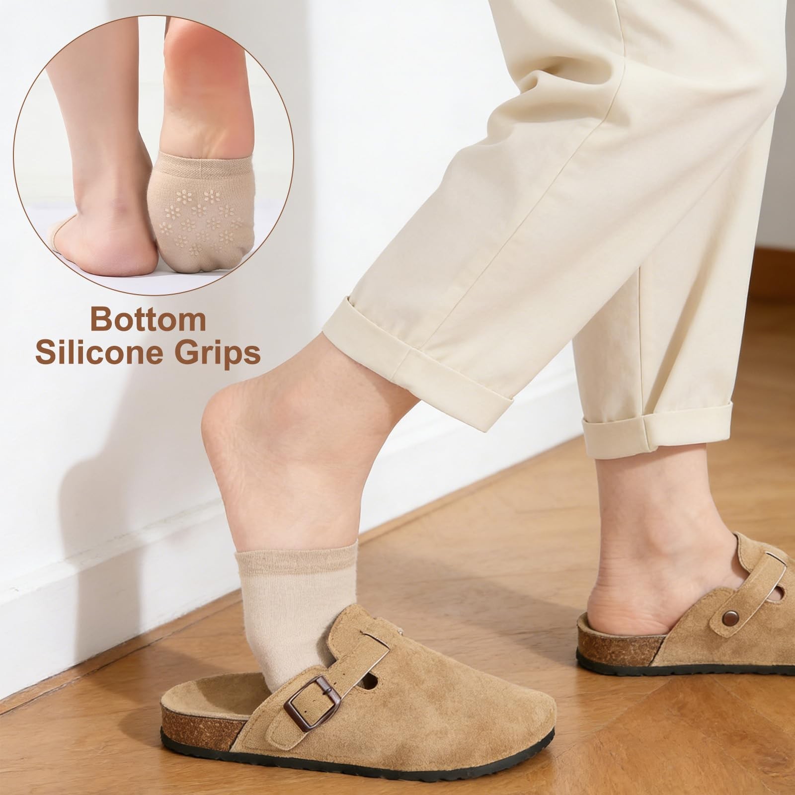 8× Invisible Toe Socks Womens for Mules Half Socks Toe Topper Covers Non-slip US