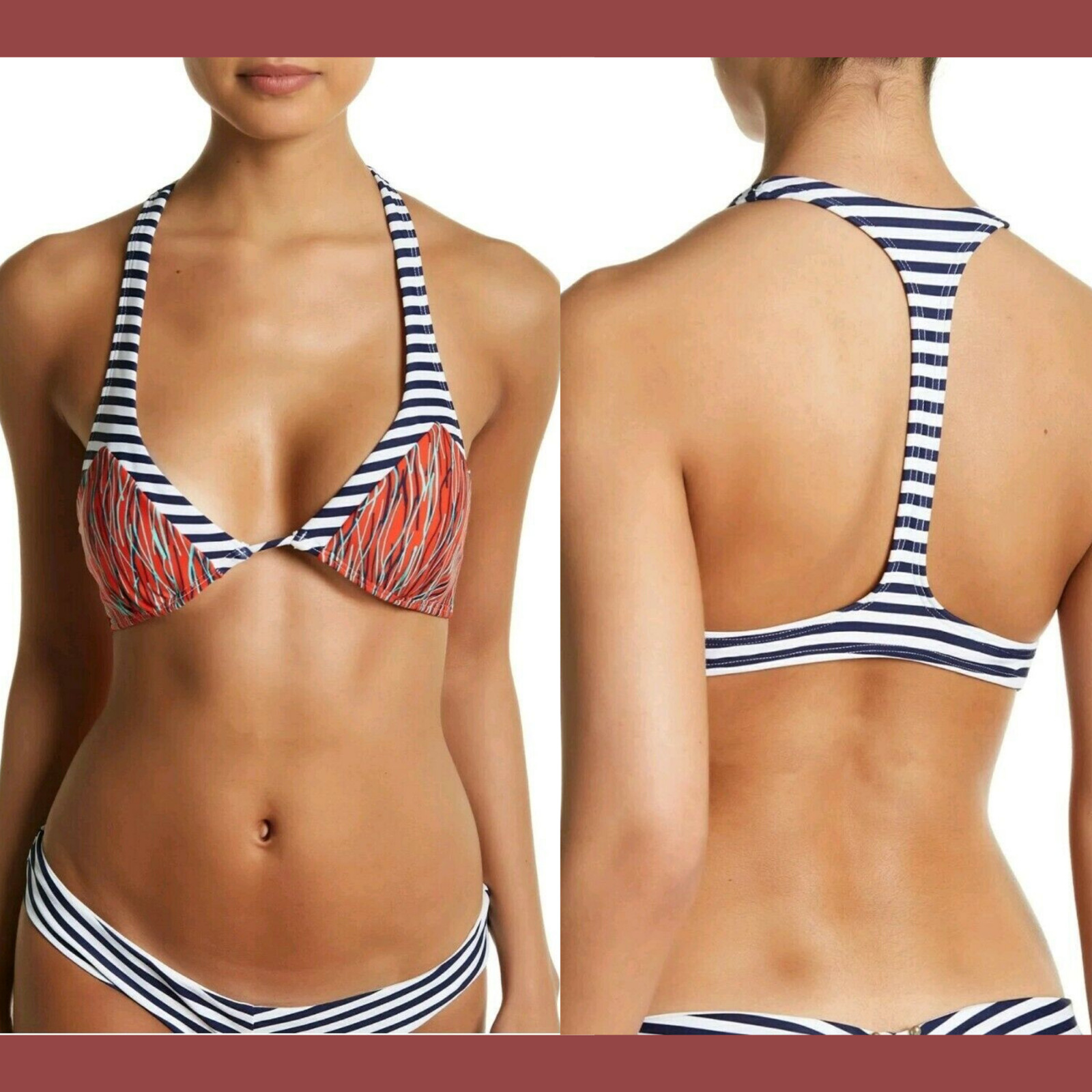 NEW $85 Mia Marcelle[ XS ] Michon Combo Print Bikini Top #P238