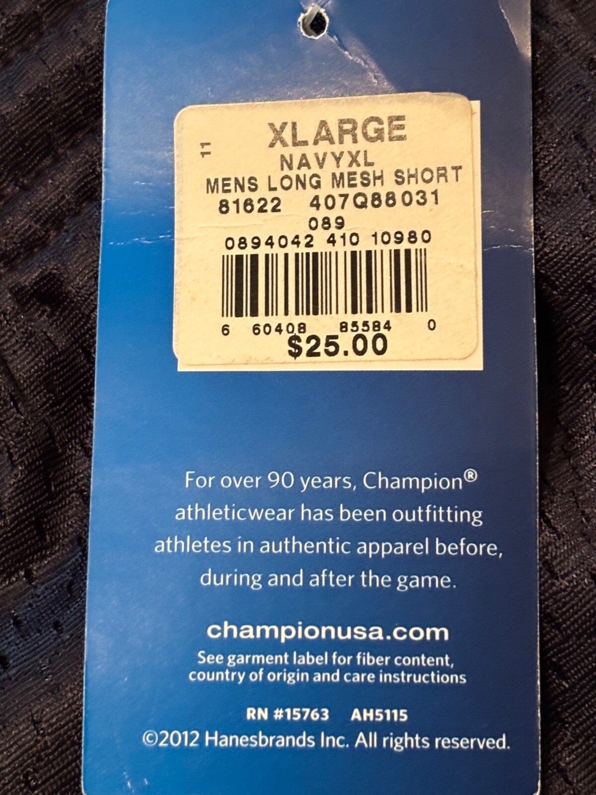 Champion Mens Mesh Shorts Long Pockets Athletic Navy XL Brand New