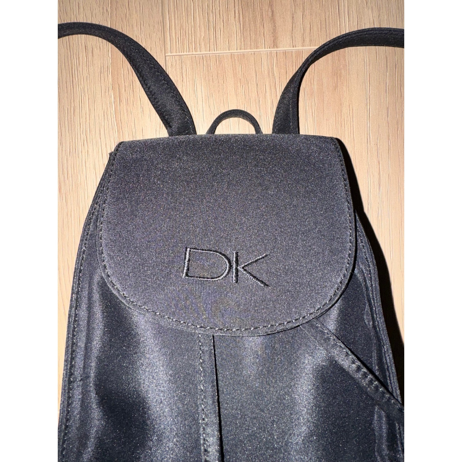 Donna Karan DK Vintage 90s Y2K Black Nylon Mini Backpack Small Drawstring Bag