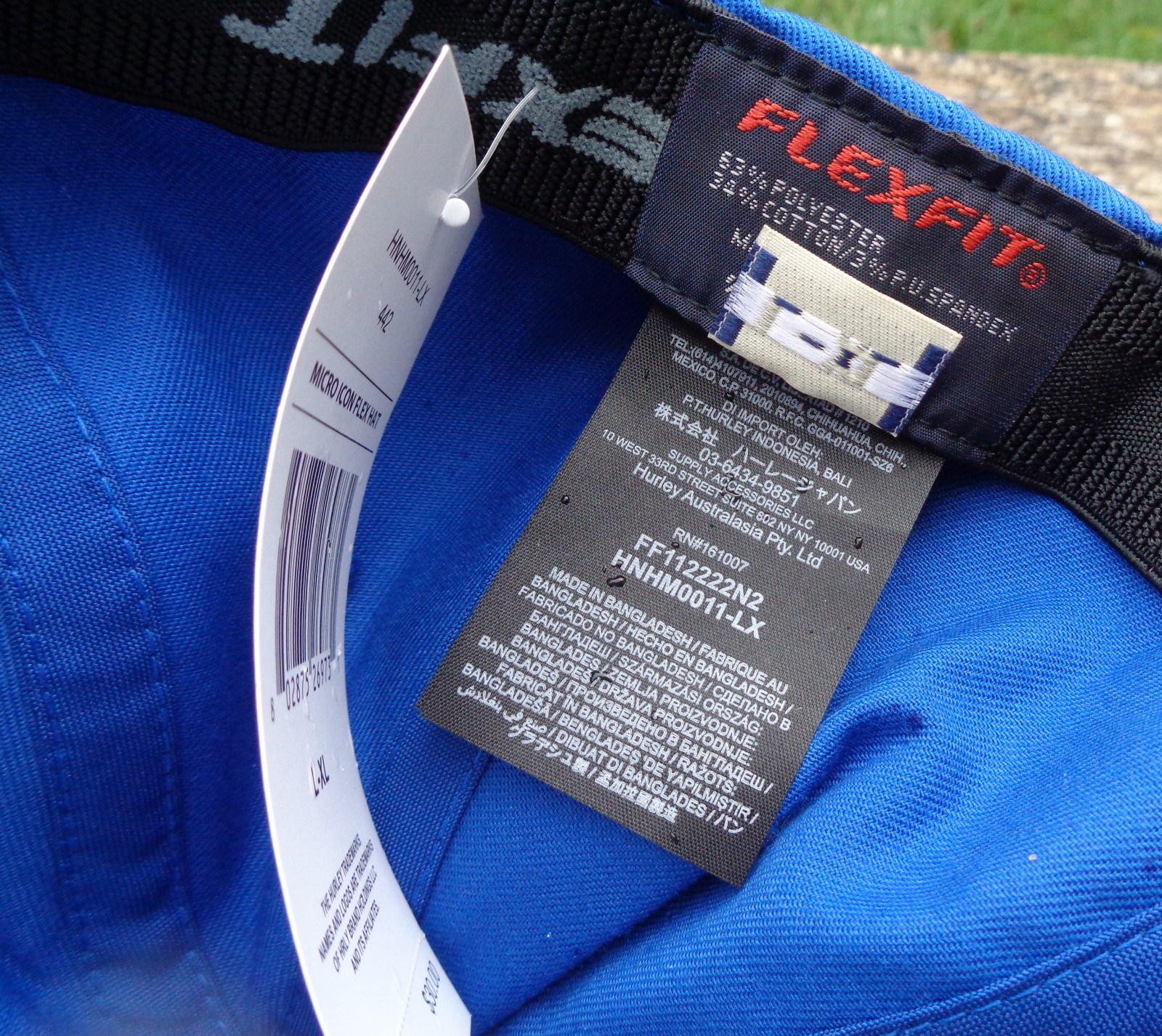 Hurley Blue White Micro Icon Flex Hat Size L/XL Flexfit Cap NWT