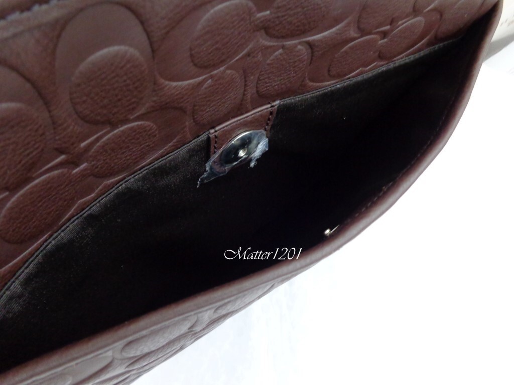 Coach NWT F71212 Heritage Web Leather Embossed C Zip Top Bag Brown