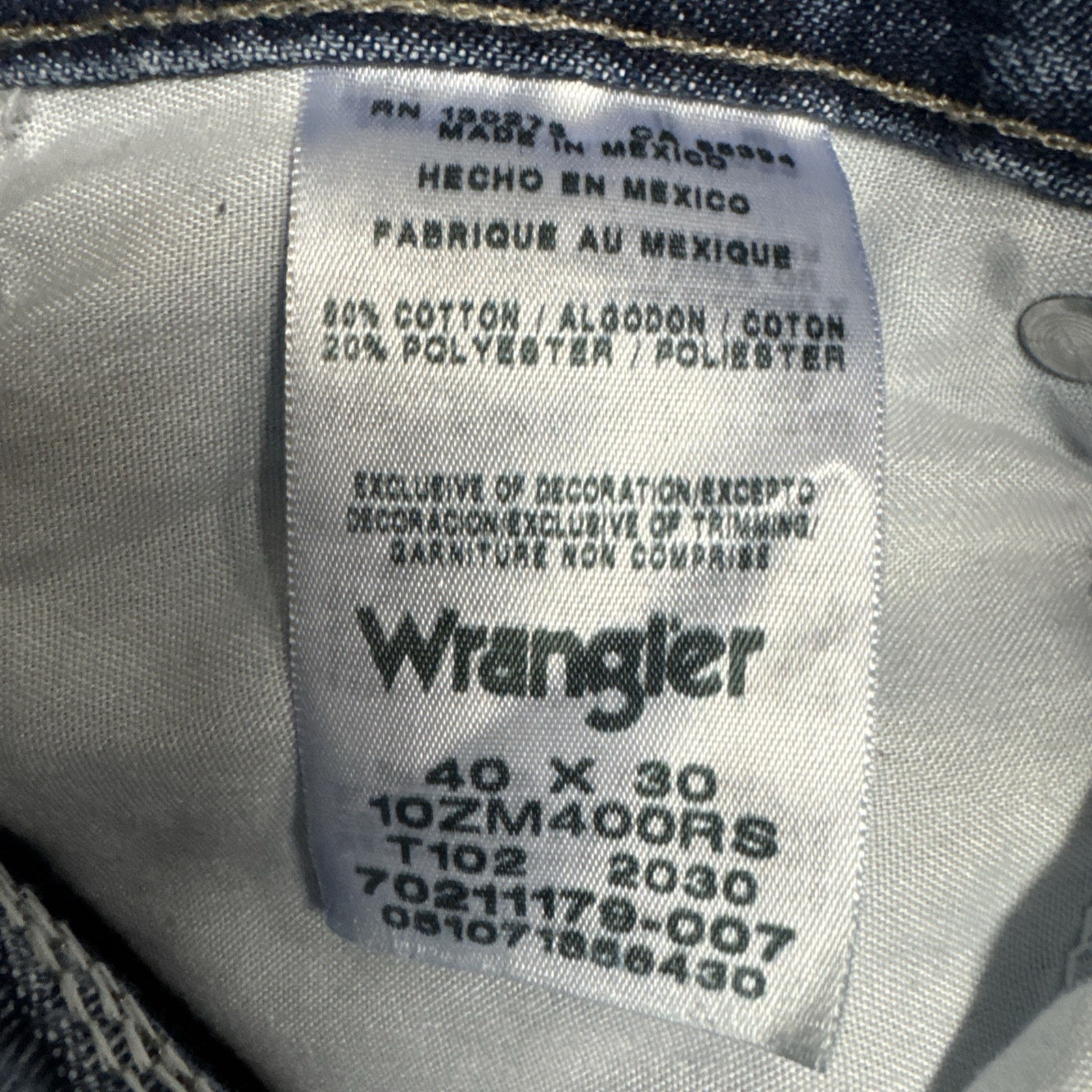 Wrangler Authentics Jeans Mens 40×30 Blue Straight Carpenter Denim Cotton Blend