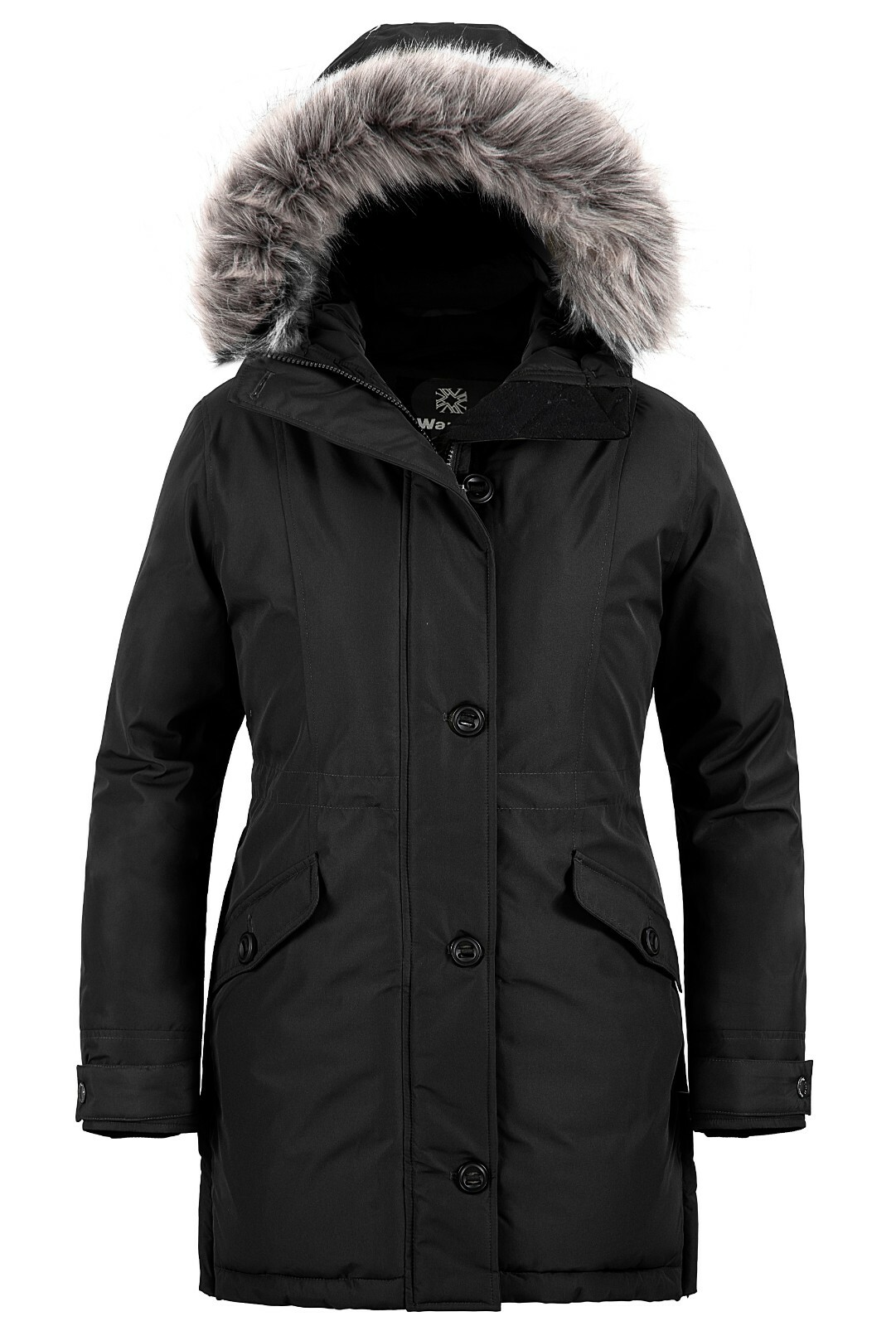Wantdo Women Long Puffer Coat Parka Warm Winter Coat Thick Fur Hood Waterproof