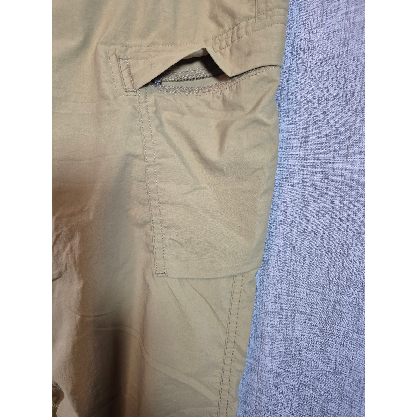 REI Co-op Men’s Lightweight Cargo Hiking Pants 38×32 Khaki Zip Pocket Outdoor