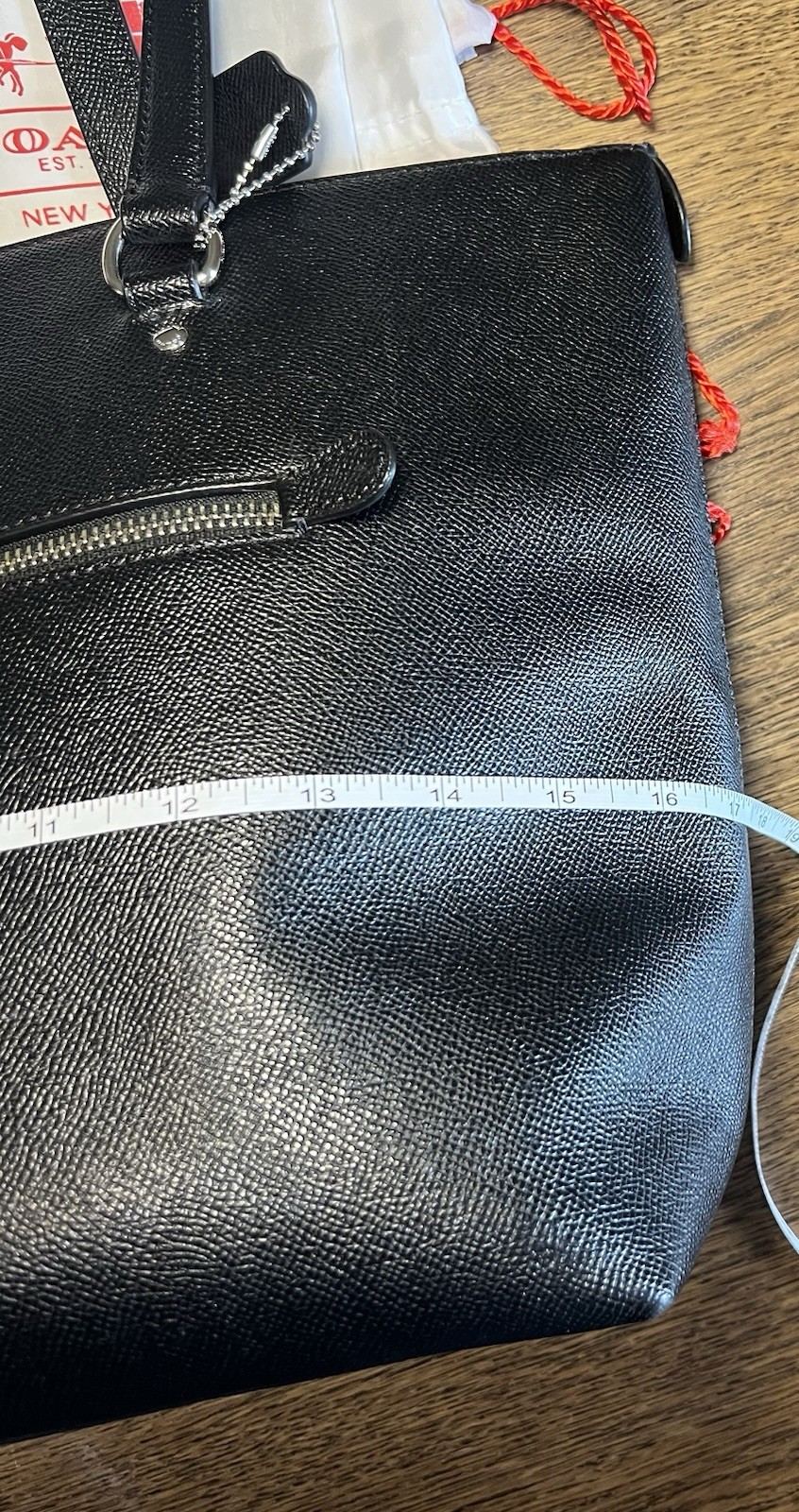 Coach Gallery Tote Bag in Black Cross Grain Leather with Silver Hardware