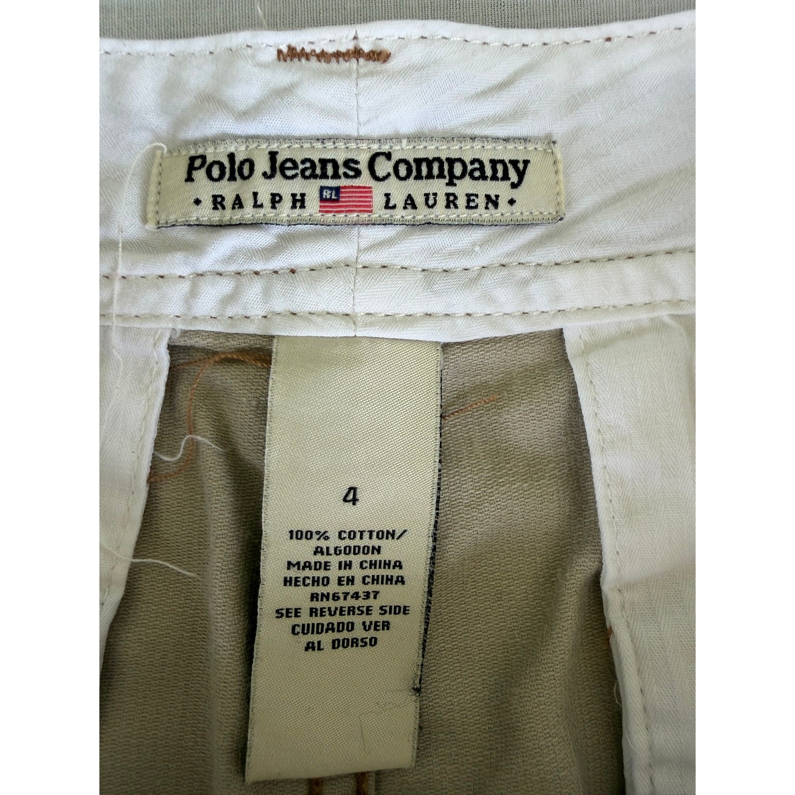 Preppy Coastal Polo Jeans Company Ralph Lauren 100%Cotton Khaki Utility Shorts 4