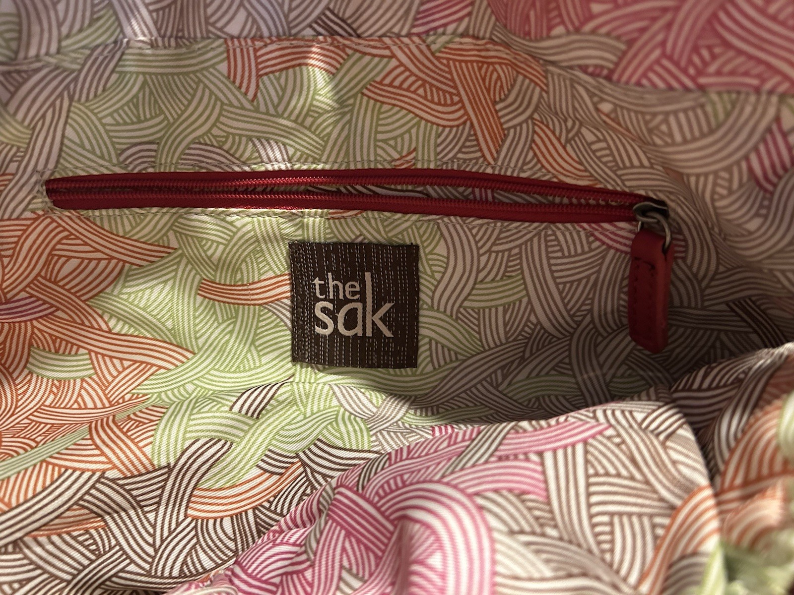 The Sak Medium Red Satchel Top Handle, Zip Closure, Detachable Strap Pockets