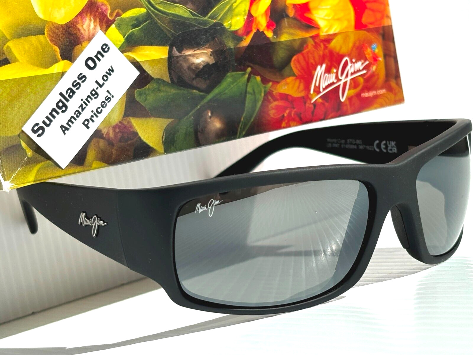 NEW Maui Jim WORLD CUP Matte Black Rubber POLARIZED Grey GLASS Sunglass 266-02MR