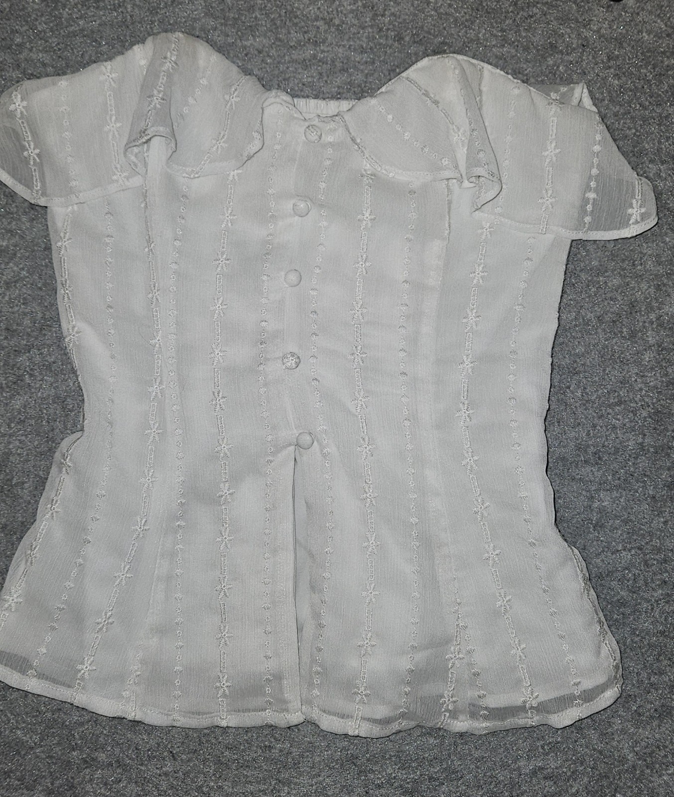 ALTAR’D STATE Corset Top Womens XS White Eyelet Off Shoulder Smocked Peplum Boho