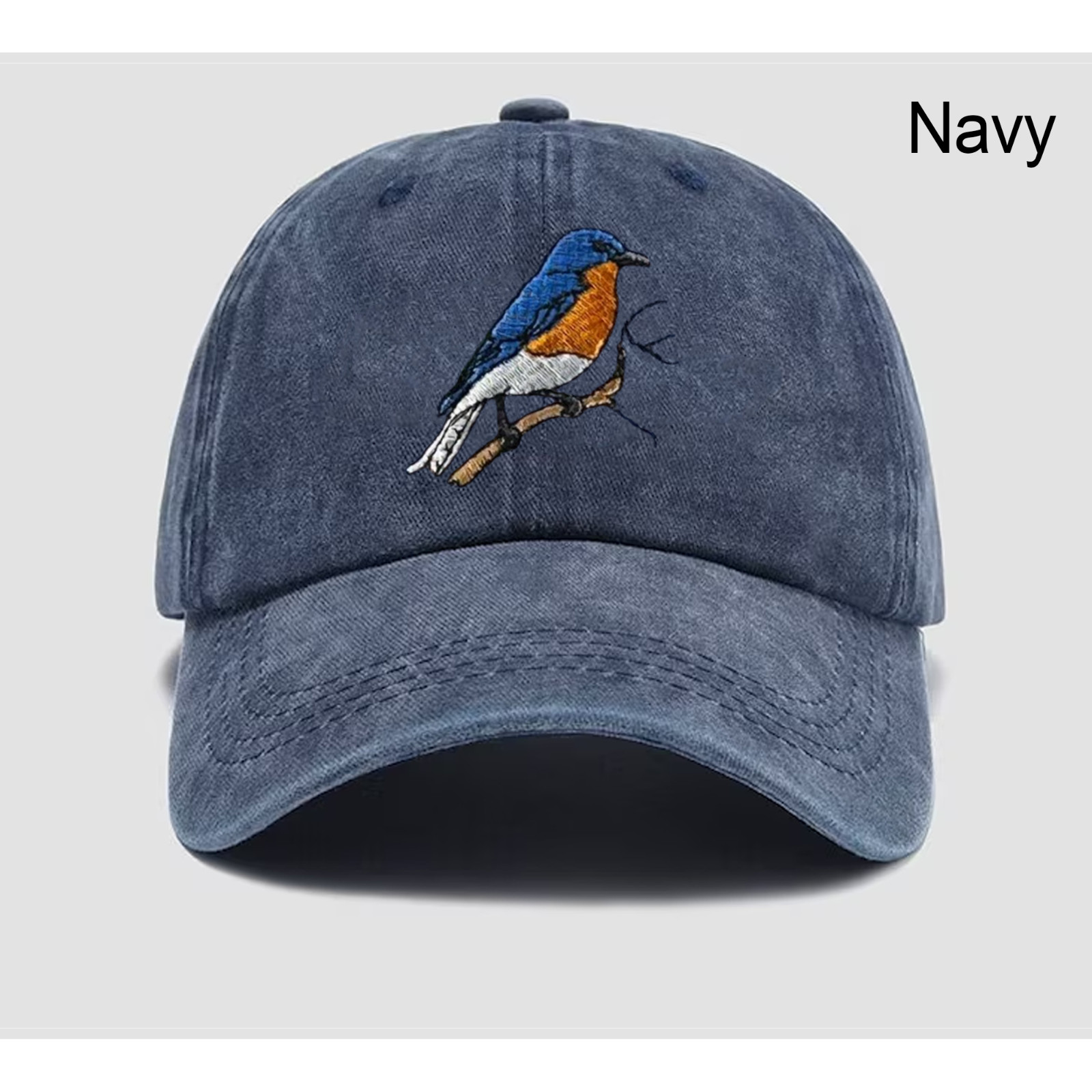 BlueBird Embroidered Baseball Hat, Low Profile Dad Cap, Eastern Blue Bird, Gift