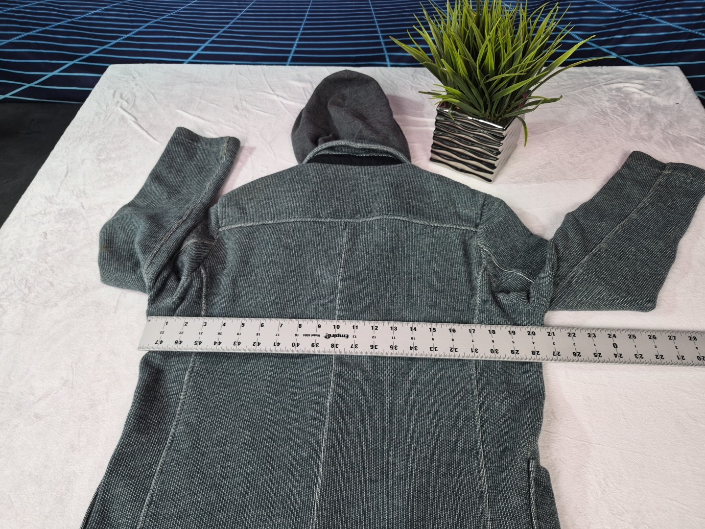 HOWE DISTRESSED COTTON BLEND SOFT TEAL FULL ZIP HOODIE BLAZER SIZE LARGE