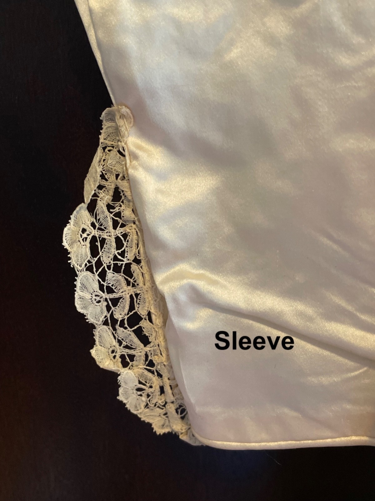Antique Victorian Edwardian c 1900 Ivory Satin Handmade Wedding Dress w/ Lace
