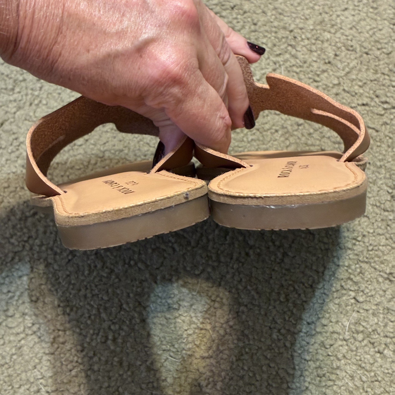 Rock & Candy by Zigi Bindi Sandals Slide Brown Tan Sz 6.5 Cushion Sole Womens