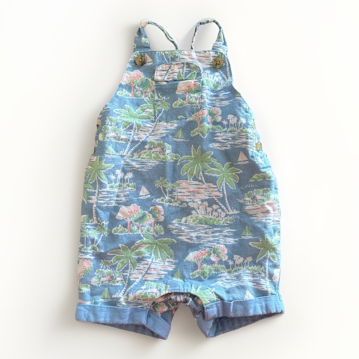 JANIE & JACK Tropical Print Shortall Baby Size 12-18 Month Resort Beach Island
