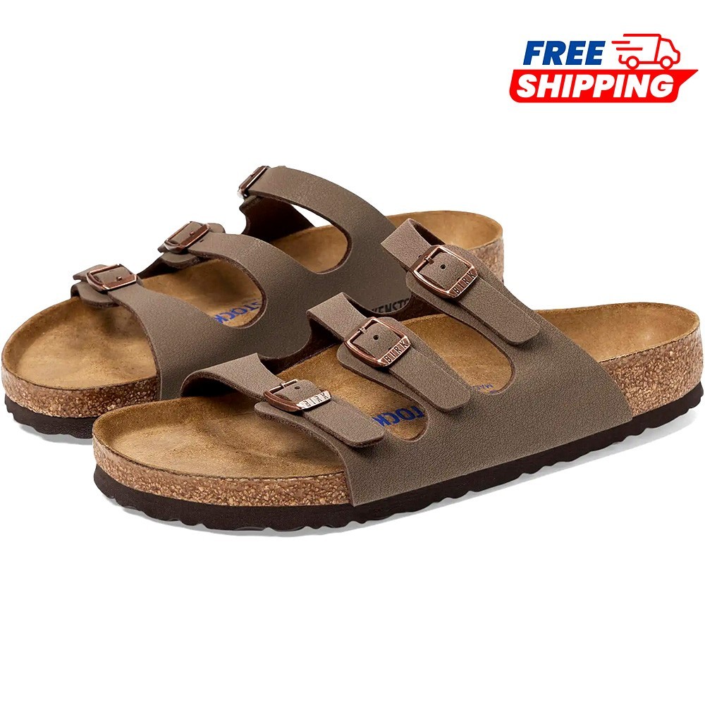 Women’s Birkenstock Florida Soft Footbed Mocha Birkibuc Shoes Wide Size US 6-11