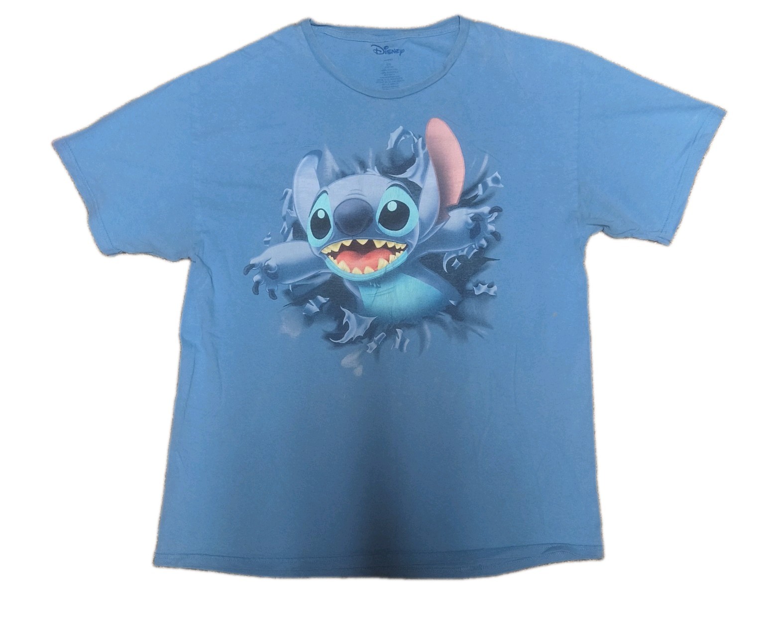 Disney Stitch Double Sided Print T Shirt Size Large Blue Lilo & Stitch