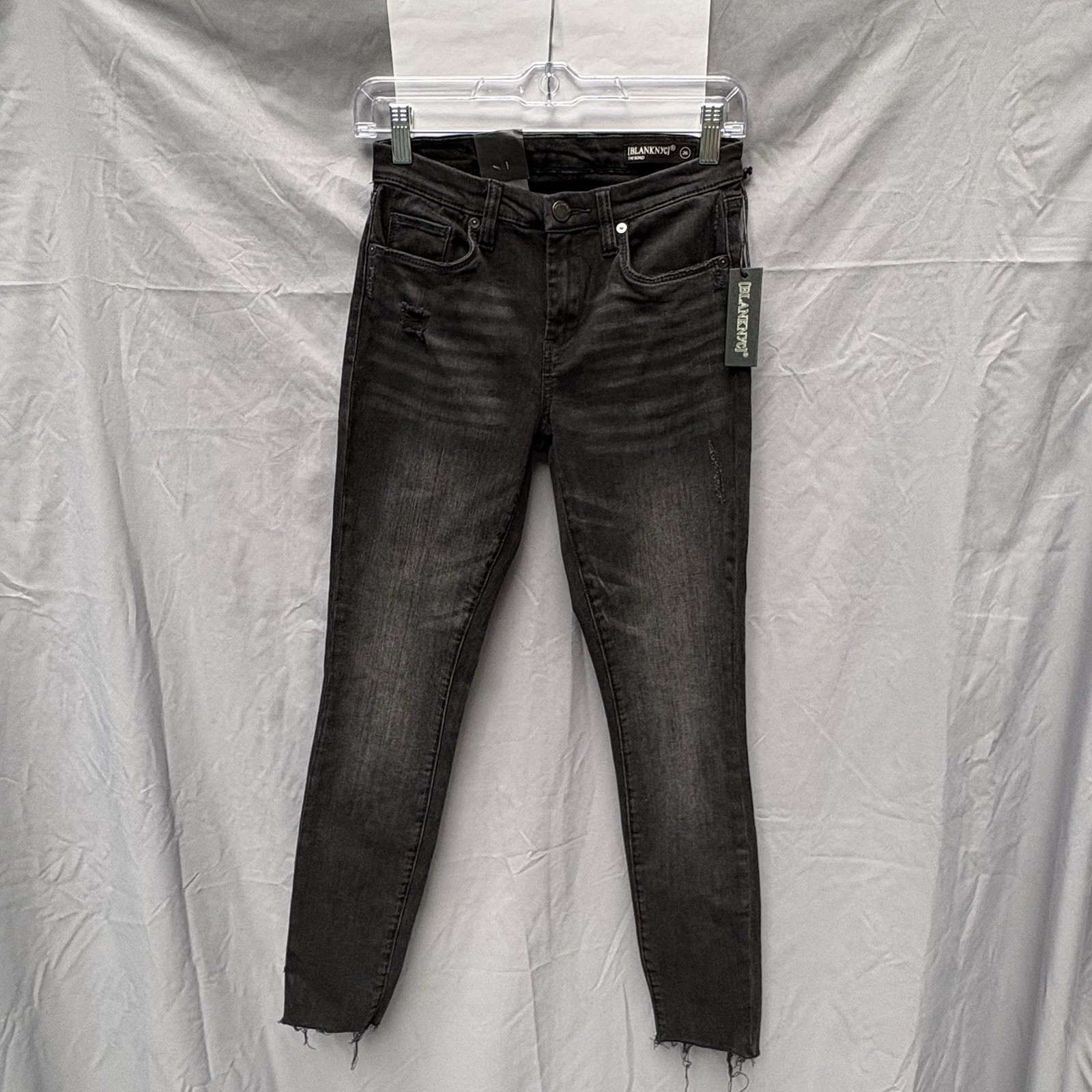 Blank NYC The Bond Mid-Rise Skinny Jeans Size 26 Distressed Black