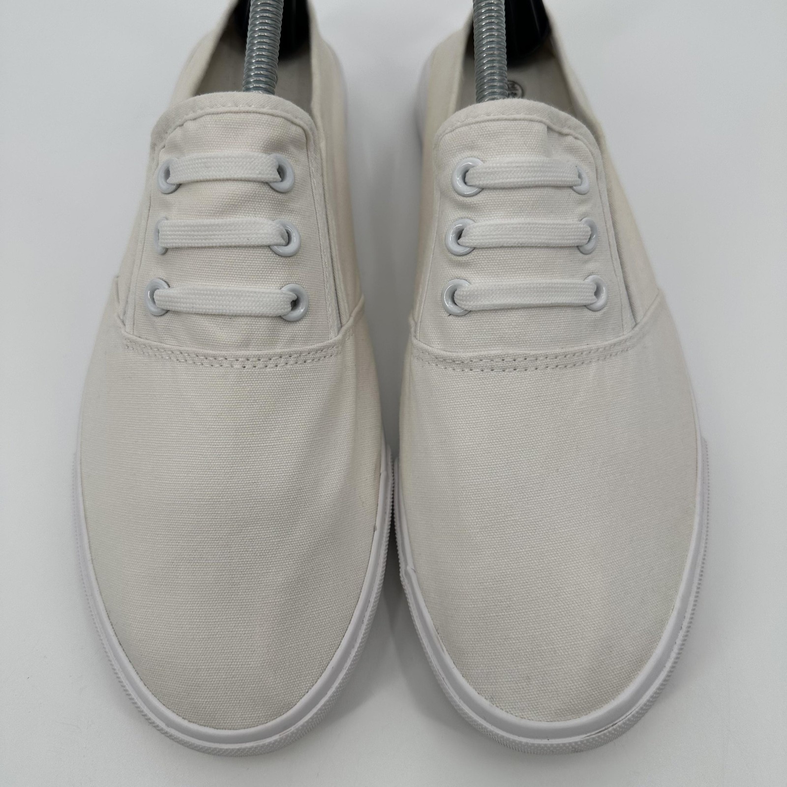 Feiyao Shoes Mens Size 270 White Canvas Slip-On Laceless Elastic Gore Casual