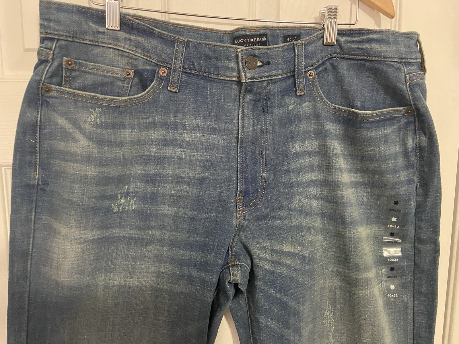 Lucky Brand 363 Vintage Straight Jeans Men’s 40×32 Blue Stretch Denim Distressed