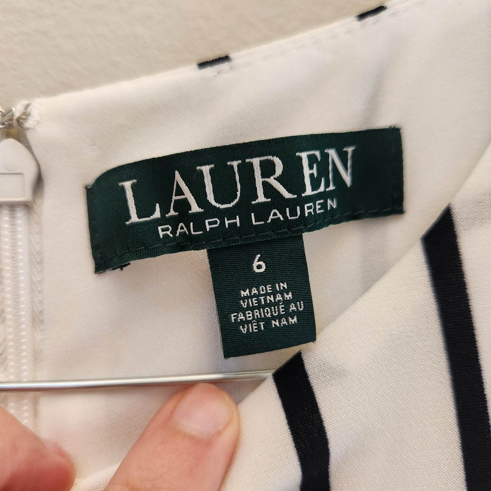 Ralph Lauren Striped Jersey Dress Navy Midi NWT $125 MSRP Nautical Old Money