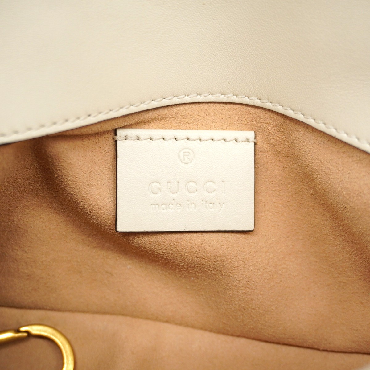 Auth [6ge6339-k] GUCCI Shoulder Bag GG Marmont 476433 Leather White Gold met…
