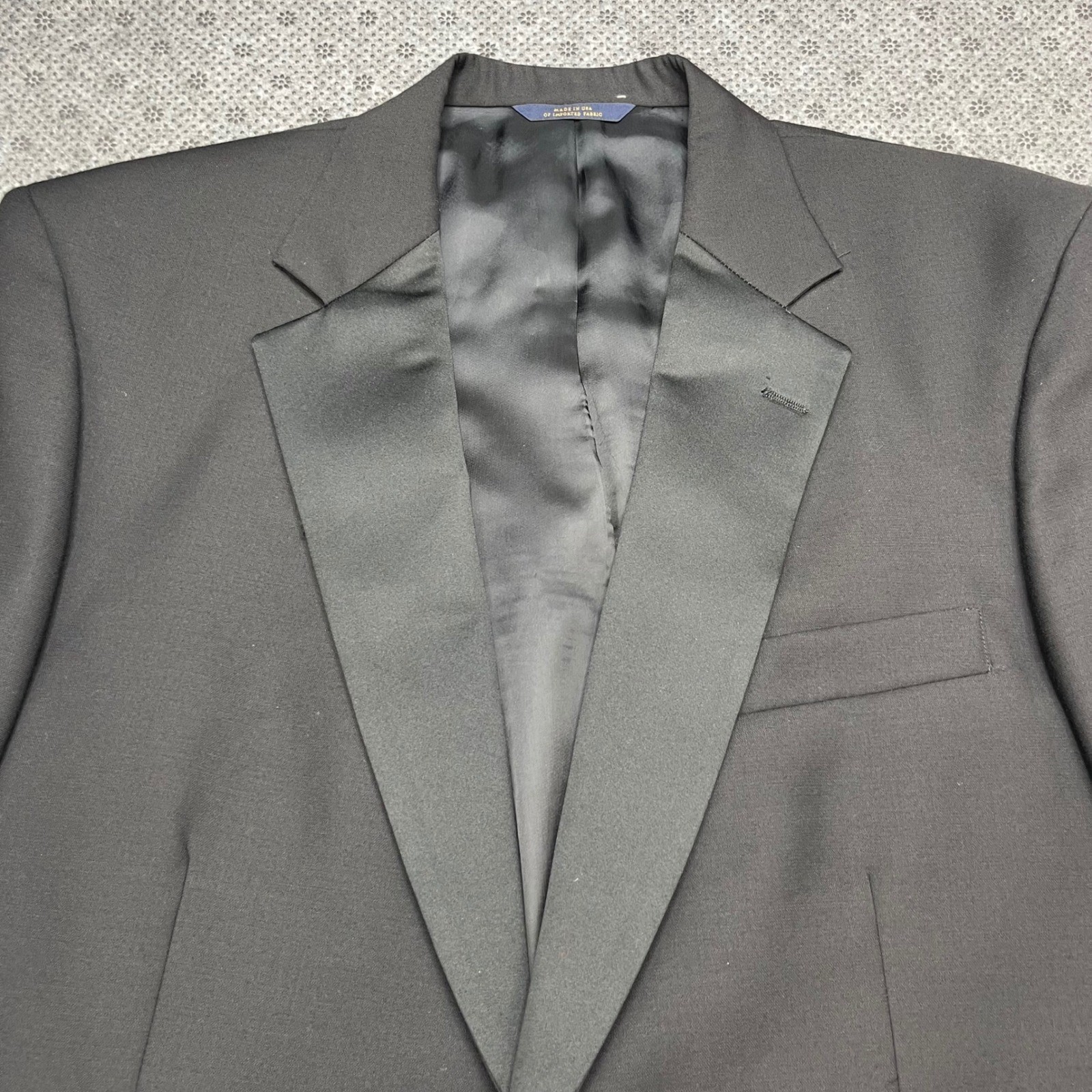 Brooks Brothers Mens 42R Black Wool Tuxedo Jacket Satin Peak Lapel Made in USA