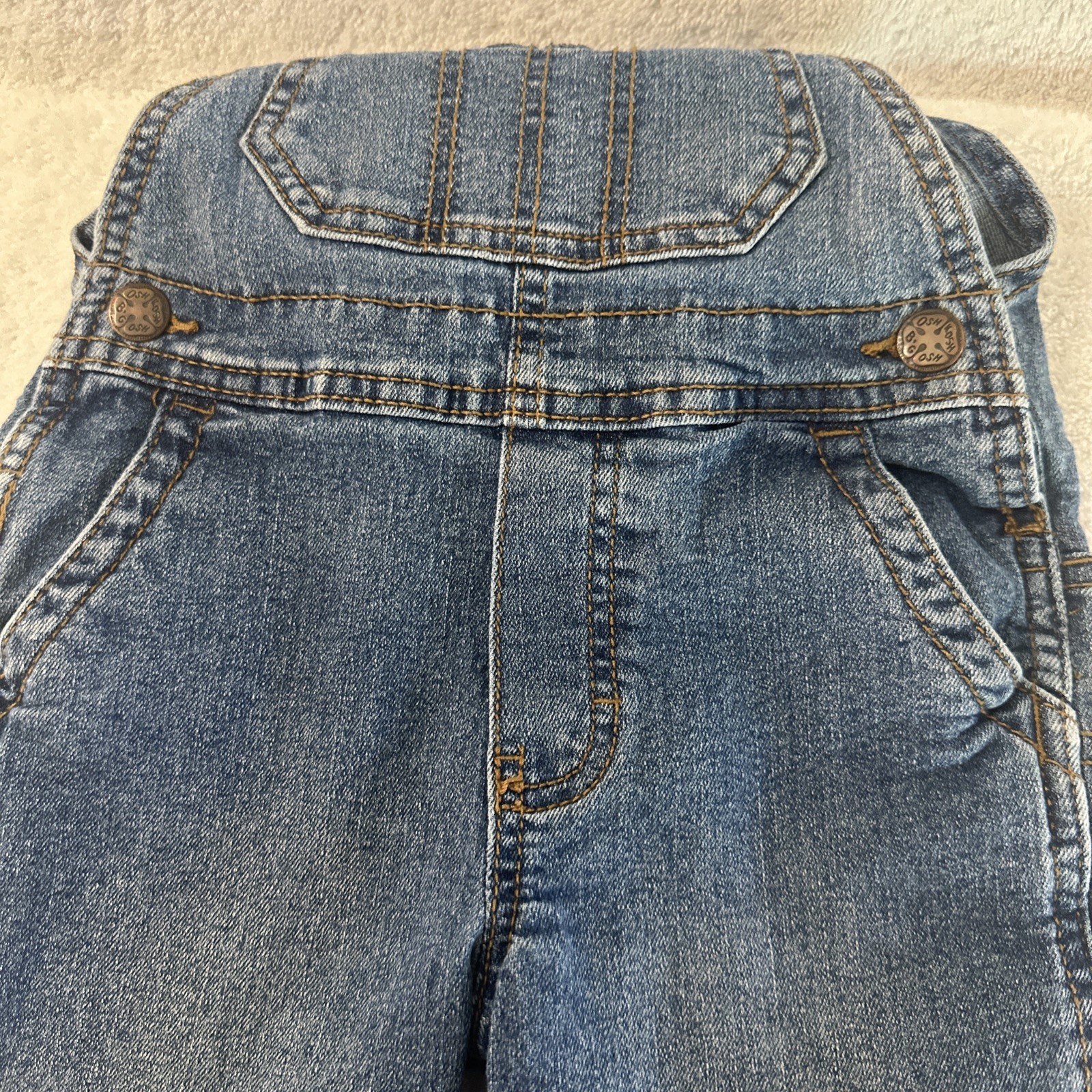 OshKosh B’gosh Toddler Denim Overalls 2T Blue Vestbak Adjustable Strap Jeans